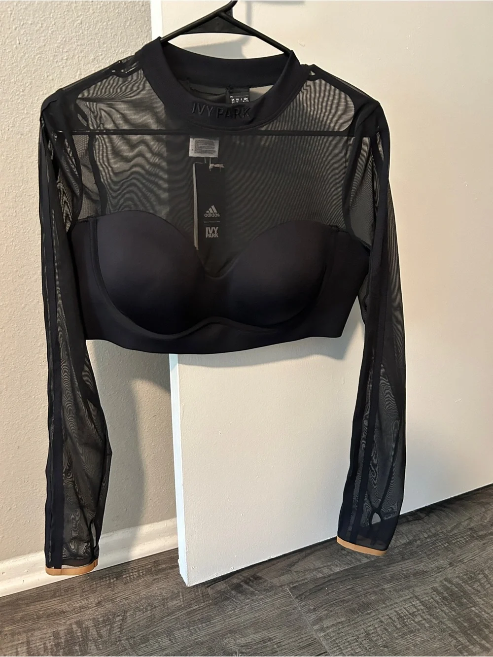 IVY PARK Black Mesh Long Sleeve Crop Top - Picture 4 of 7
